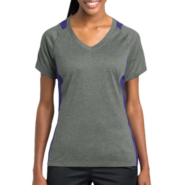 Women's Heather Colorblock Contender V Neck Tee Thumbnail