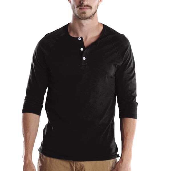 Unisex USA Made Three-Quarter Sleeve Raglan Henley Thumbnail