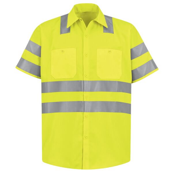 Men's Tall High Visibility Safety Short Sleeve Work Shirt Thumbnail